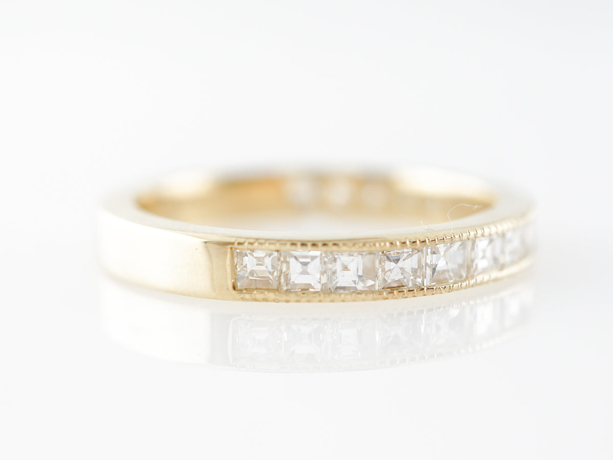 Channel Set Asscher Cut Diamond Wedding Band in Yellow Gold