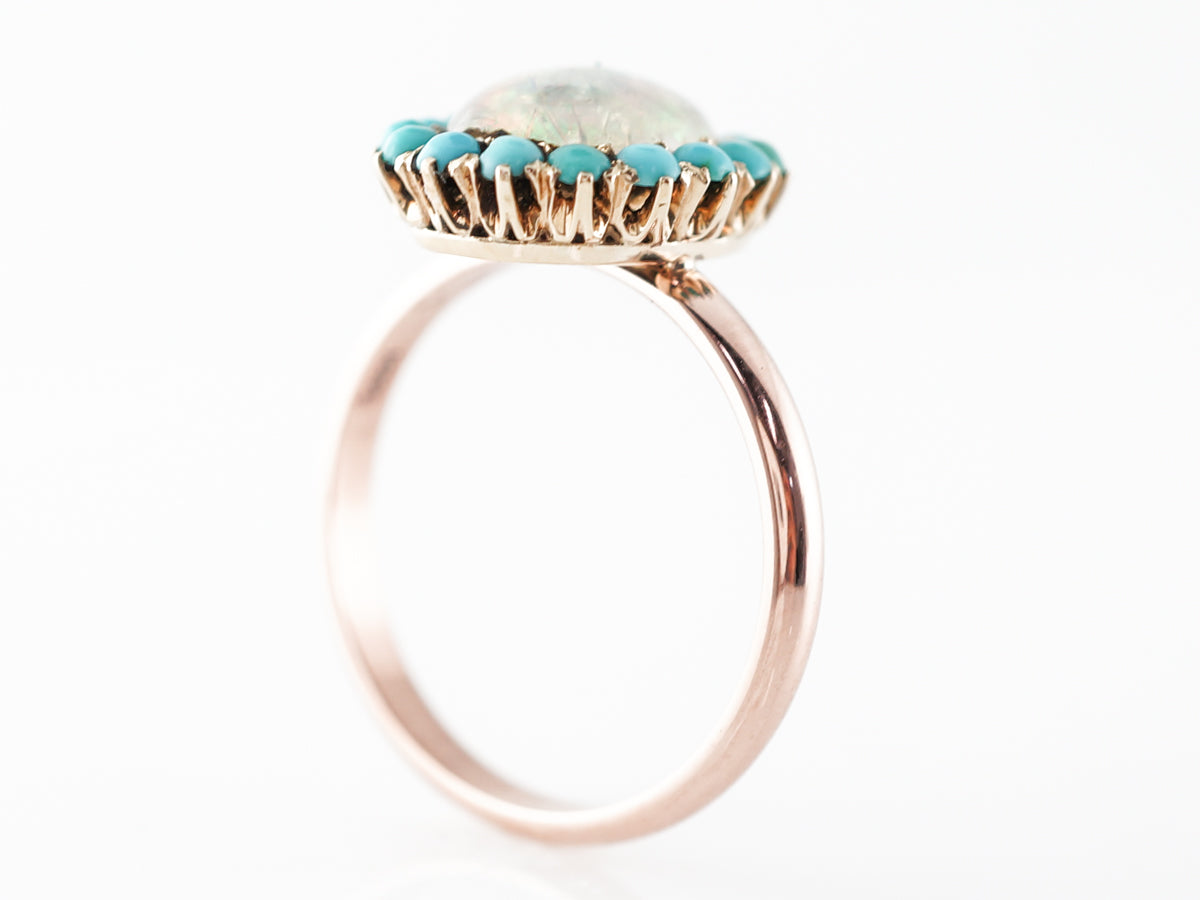 Stabilized Natural Turquoise store Cocktail Ring 14K Gold Art Deco Turquoise Cabochon Engagement Ring Blue Turquoise Floral Halo Wedding Ceremony.