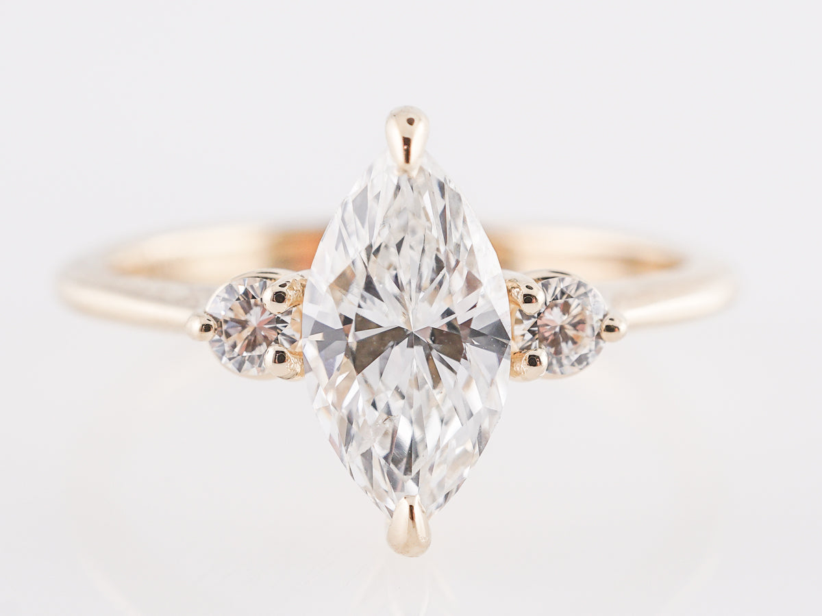 1 Carat Marquise Diamond Engagement Ring in 14K Yellow Gold