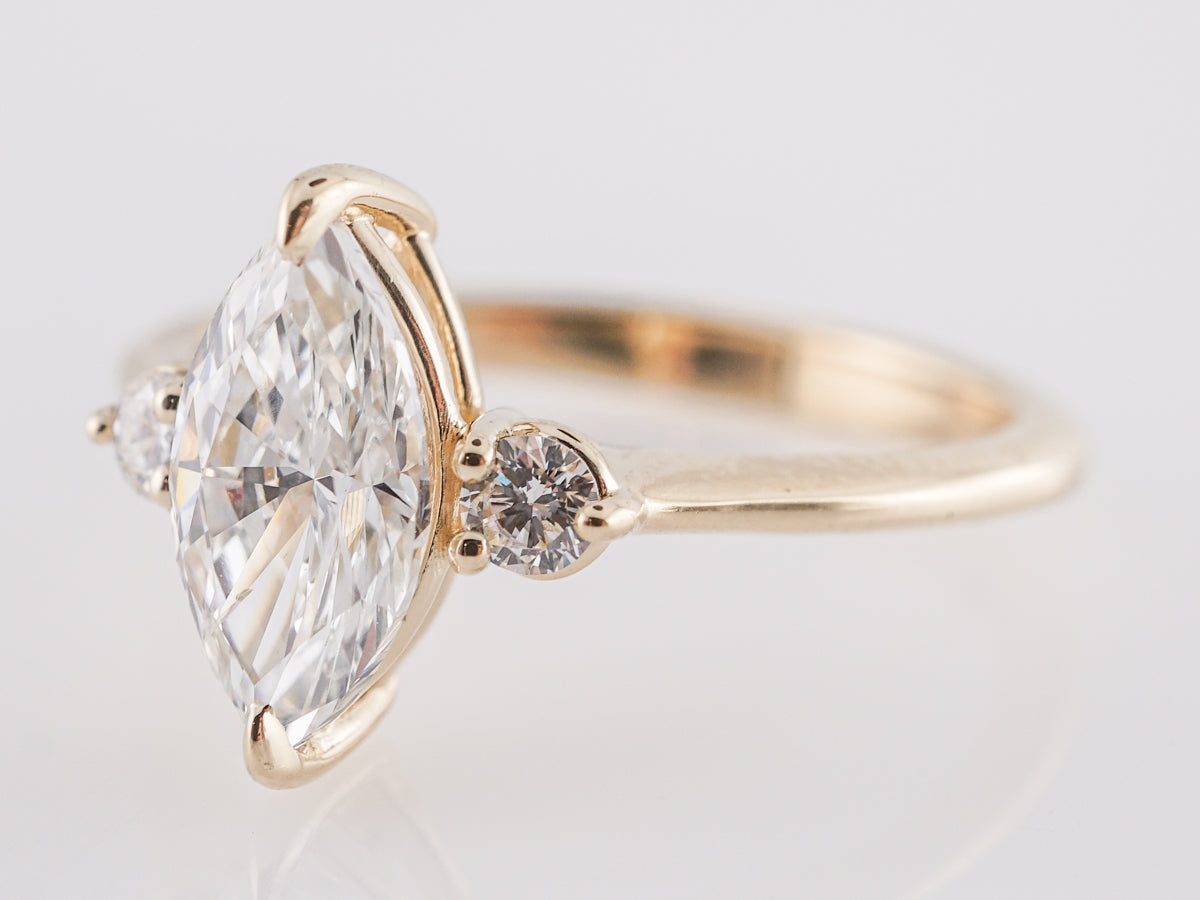 1 Carat Marquise Diamond Engagement Ring in 14K Yellow Gold