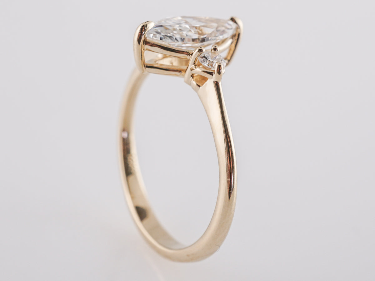 1 Carat Marquise Diamond Engagement Ring in 14K Yellow Gold