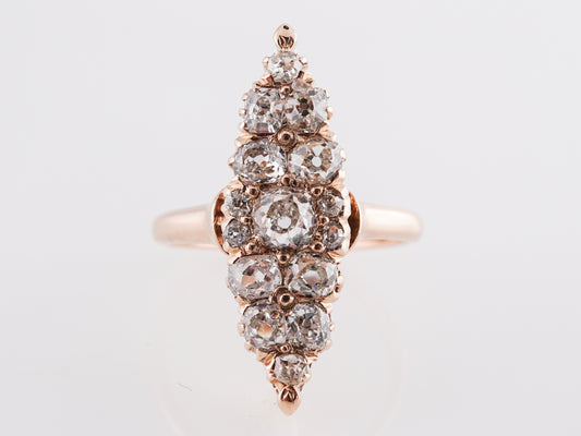 Victorian Navette Diamond Cocktail Ring in 14k Yellow Gold