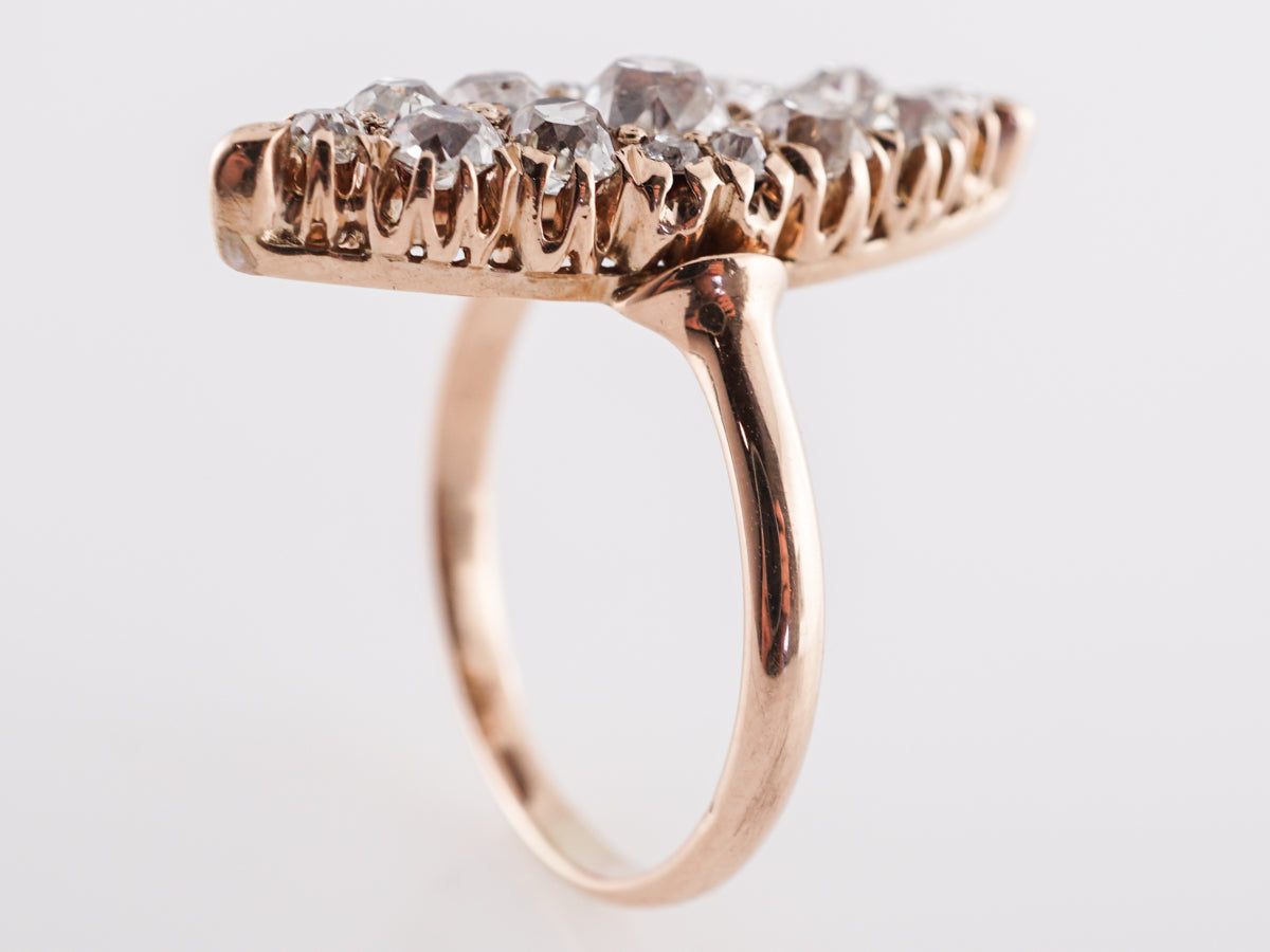 Victorian Navette Diamond Cocktail Ring in 14k Yellow Gold