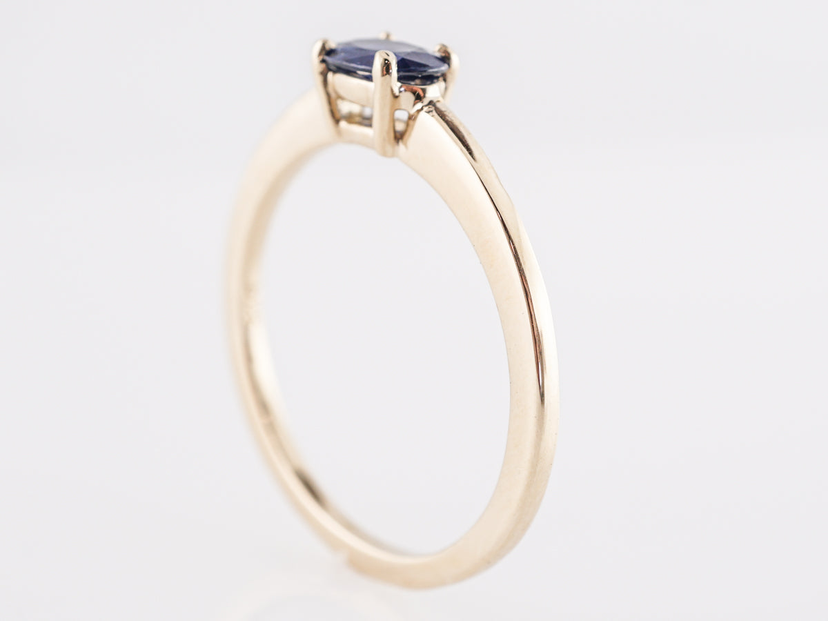 Oval Cut Sapphire Engagement Ring in 14K Yellow Gold