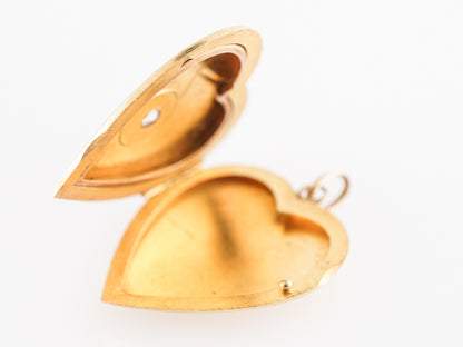 Victorian Heart Locket w/ Rose Cut Diamond in 14k Yellow Gold