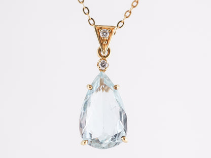 2.26 Pear Aquamarine Necklace in 18K Yellow Gold