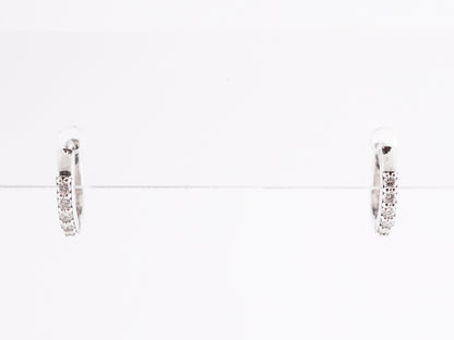 Huggie Hoop Earrings w/ Diamonds in 14k White Gold