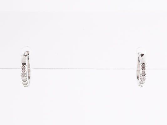 Huggie Hoop Earrings w/ Diamonds in 14k White Gold