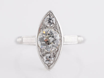 Three Stone Diamond Navette Ring in Platinum