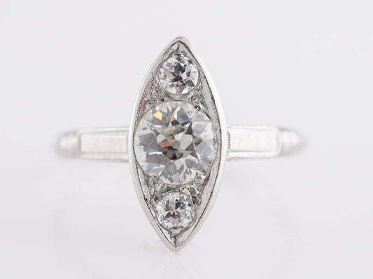 Three Stone Diamond Navette Ring in Platinum