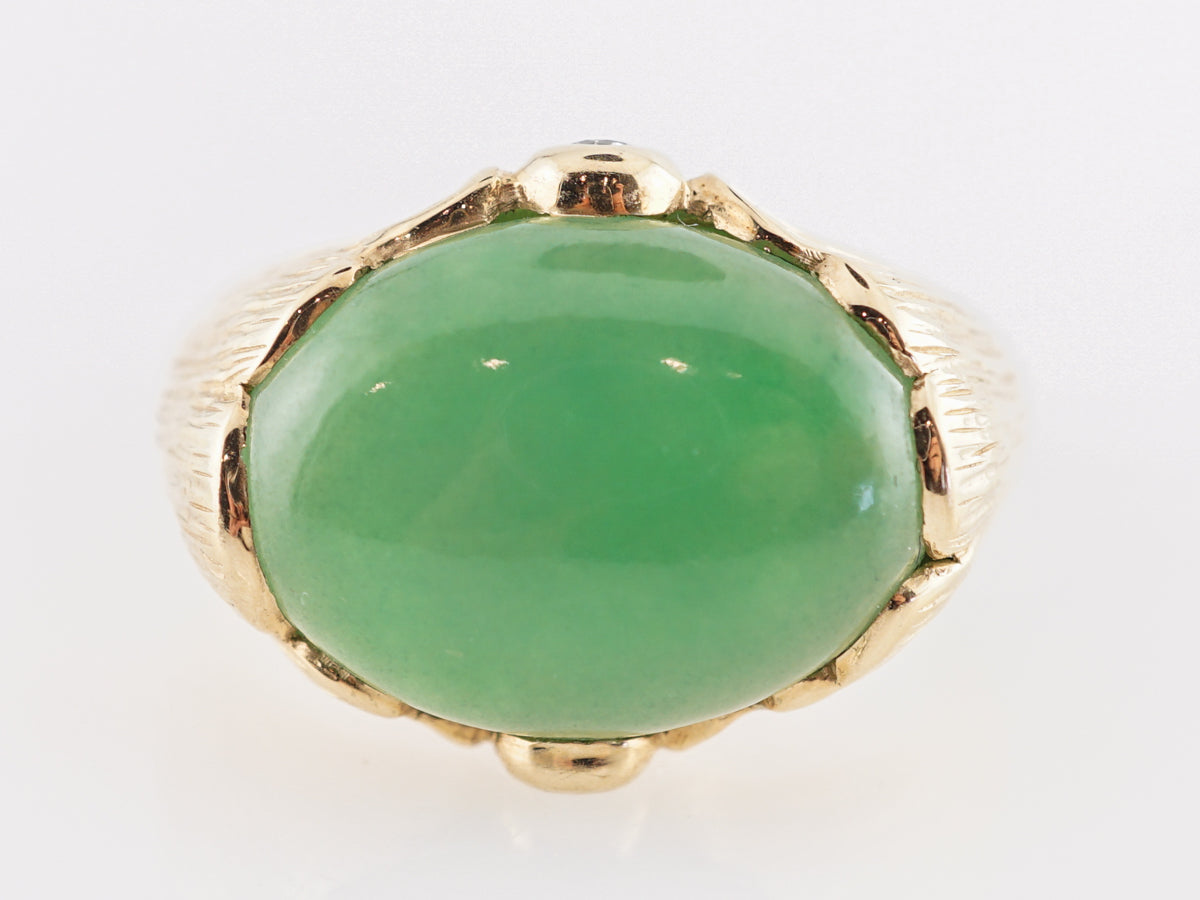 Mid-Century Chrysophase Cocktail Ring in 18k Yellow Gold