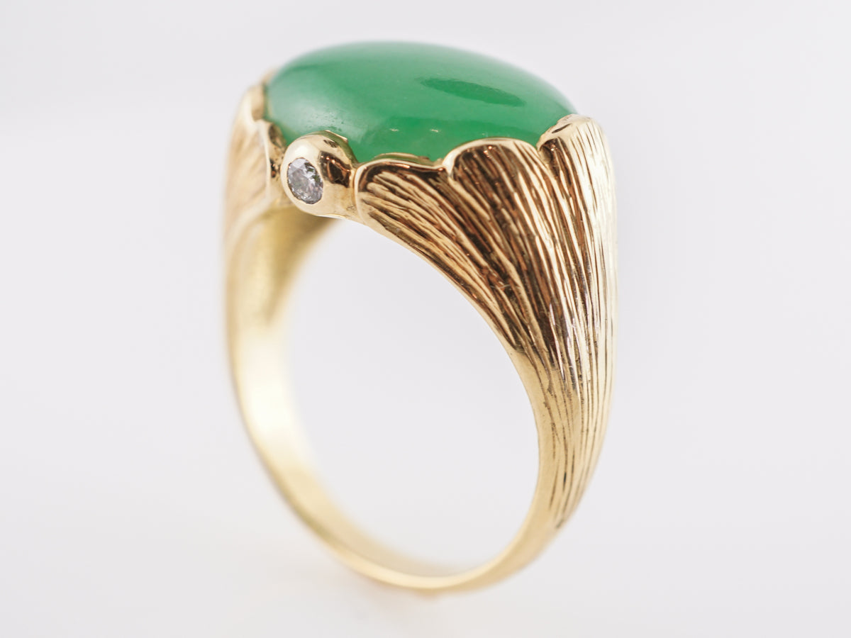 Mid-Century Chrysophase Cocktail Ring in 18k Yellow Gold