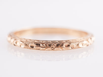 Art Deco Engraved Wedding Band in 14k Yellow Gold