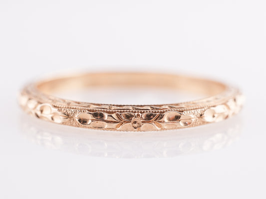 Art Deco Engraved Wedding Band in 14k Yellow Gold