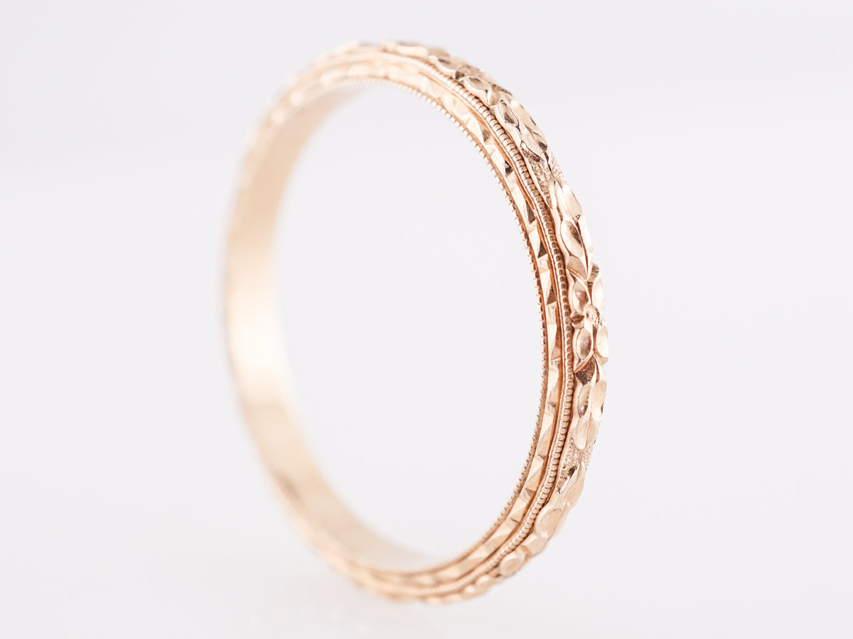 Art Deco Engraved Wedding Band in 14k Yellow Gold