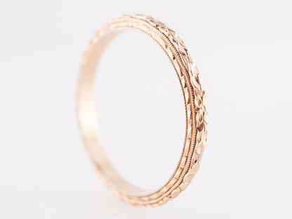 Art Deco Engraved Wedding Band in 14k Yellow Gold