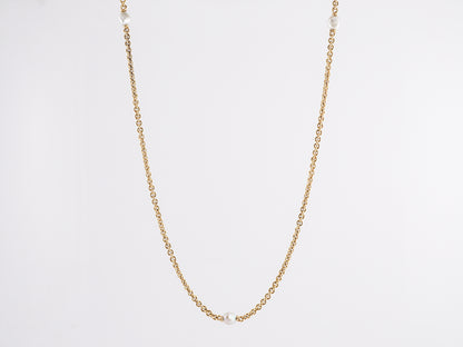 52 Inch Victorian Chain Necklace with Pearls in 18k