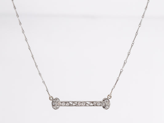 Edwardian Diamond Bar Pendant Necklace in Platinum