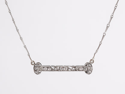 Edwardian Diamond Bar Pendant Necklace in Platinum
