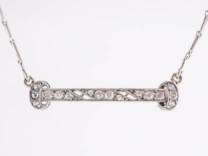 Edwardian Diamond Bar Pendant Necklace in Platinum