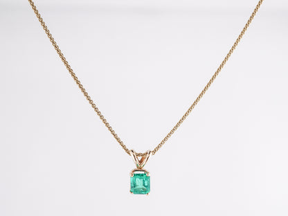 Square Cut Emerald Pendant Necklace in 14k Yellow Gold