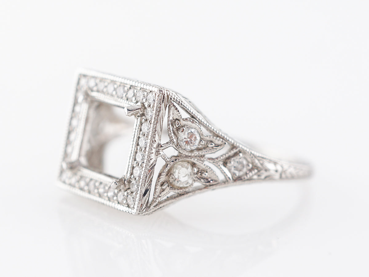 Vintage Diamond & Filigree Engagement Ring Mounting