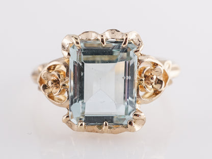 2.82 Victorian Aquamarine Cocktail Ring in 10k Yellow Gold