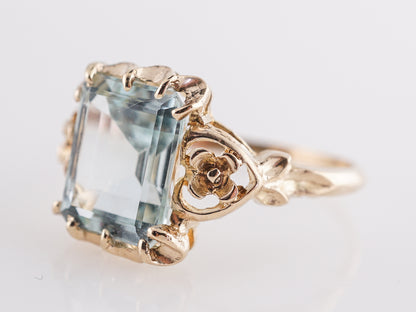 2.82 Victorian Aquamarine Cocktail Ring in 10k Yellow Gold