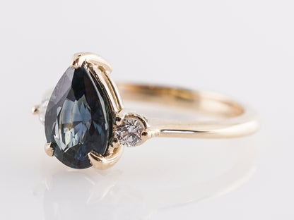 1.80 Pear Cut Sapphire Engagement Ring in 14K Yellow Gold