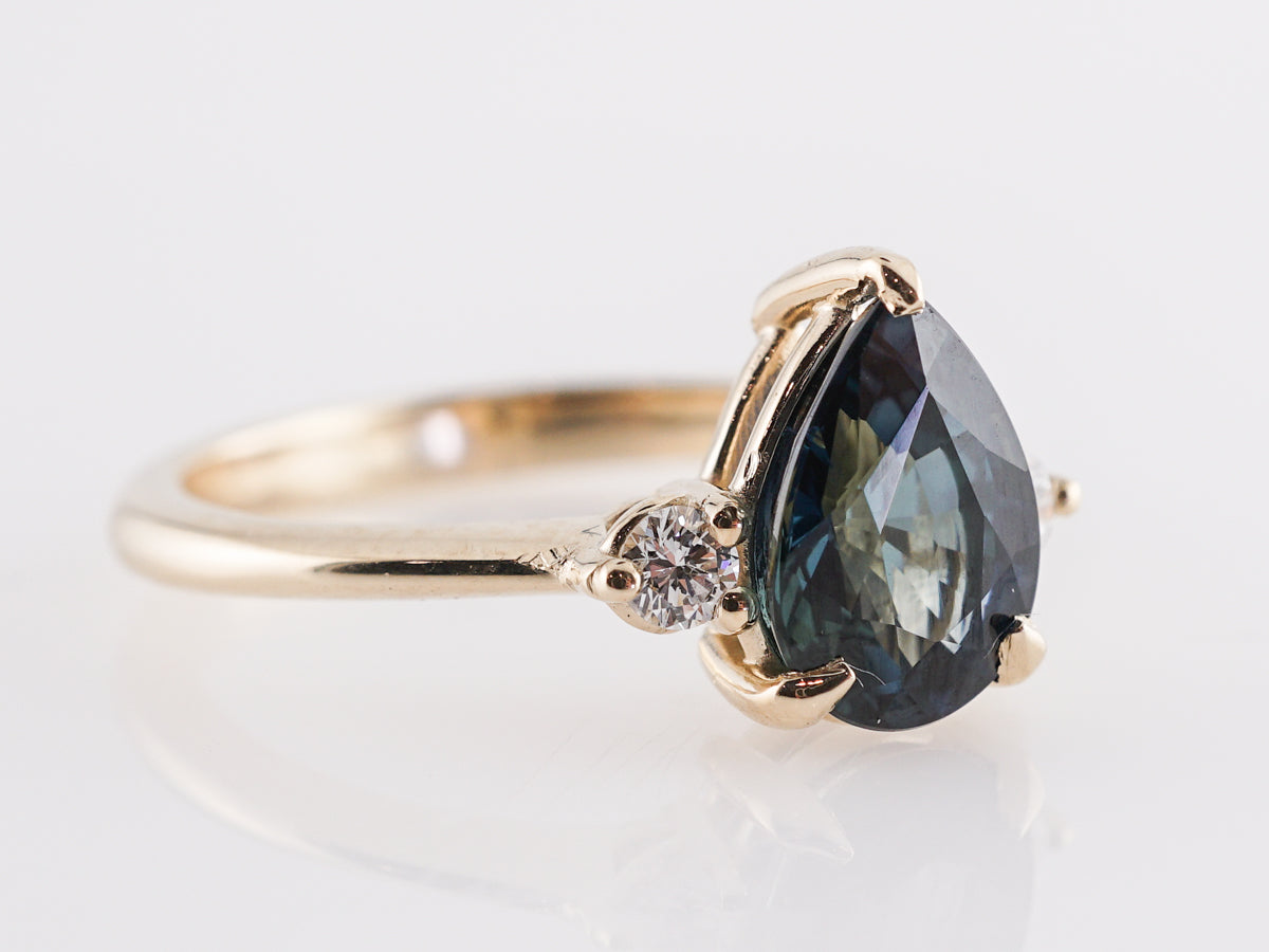 1.80 Pear Cut Sapphire Engagement Ring in 14K Yellow Gold