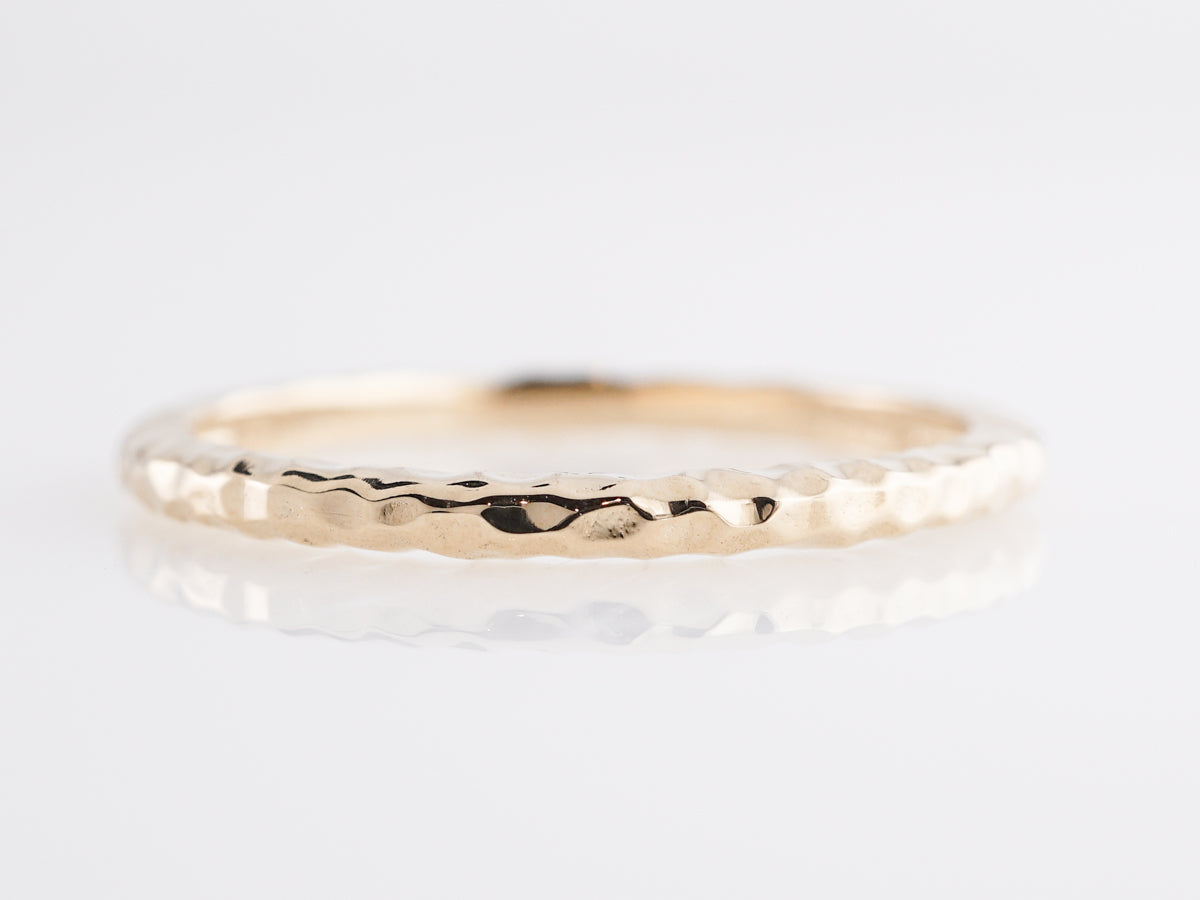 Hammered Stacking Wedding Band in 14k Yellow Gold