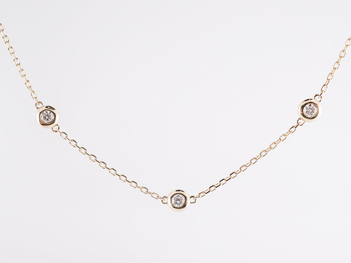 .16 Bezel Set Diamond Necklace in 14K Yellow Gold