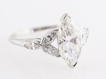 1.54 Art Deco Marquise Diamond Engagement Ring in Platinum