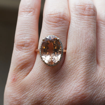 5.87 Oval Morganite & Diamond Ring in 14k Rose Gold