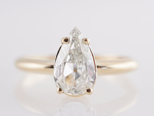 1.00 Solitaire Pear Cut Diamond Engagement Ring in 14K