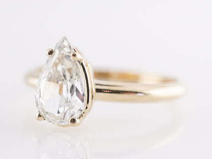1.00 Solitaire Pear Cut Diamond Engagement Ring in 14K