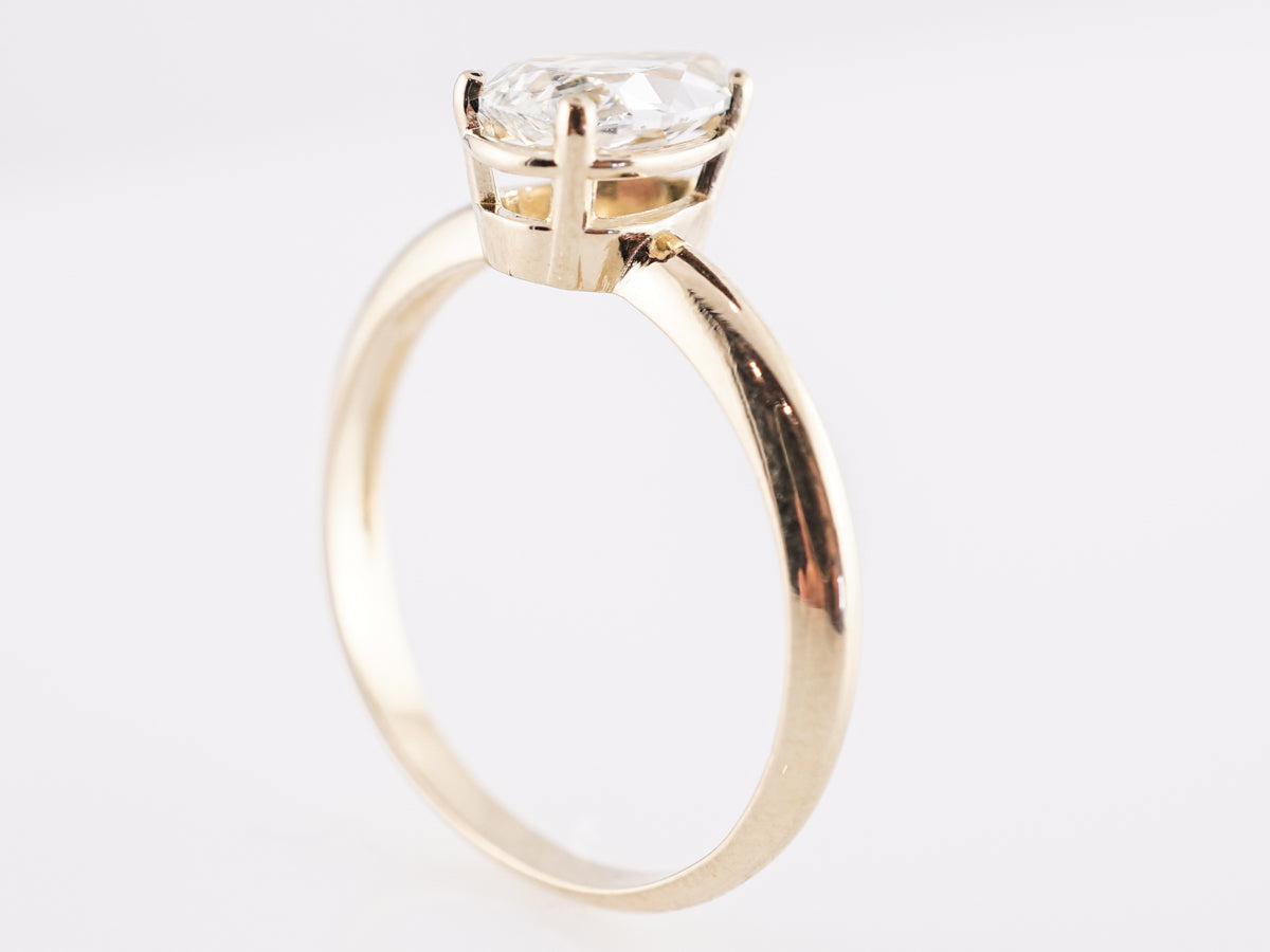 1.00 Solitaire Pear Cut Diamond Engagement Ring in 14K