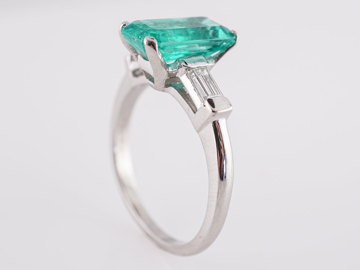 2.06 Emerald Cocktail Ring with Diamond Accents in Platinum