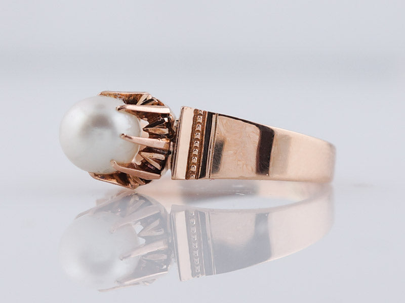 Antique Victorian Pearl Right Hand Ring in 14k & 18k Rose Gold