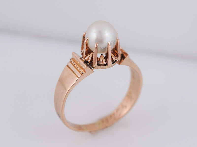 Antique Victorian Pearl Right Hand Ring in 14k & 18k Rose Gold