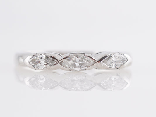 .39 Mid-Century Marquise Cut Diamond Wedding Band in Platinum