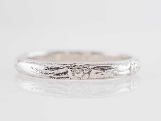 Antique Orange Blossom Engraved Wedding Band in Platinum