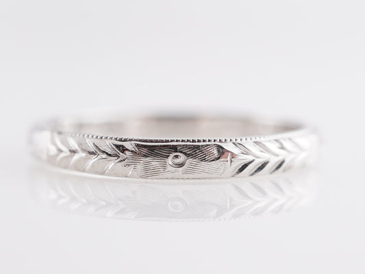 Art Deco Chevron Wedding Band in 14K White Gold