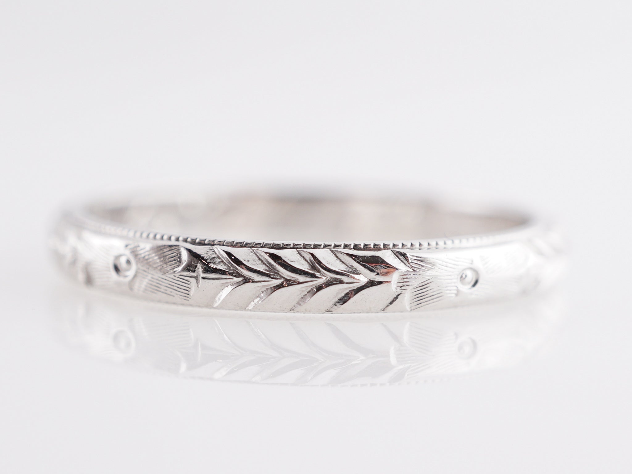 Art Deco Chevron Wedding Band In 14K White Gold Filigree Jewelers   DSC04172 