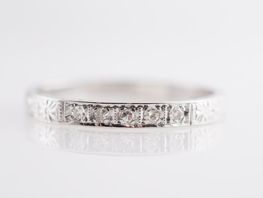 Art Deco Diamond & Orange Blossom Wedding Band in 18k