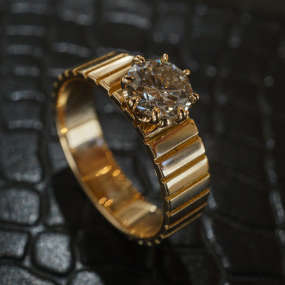 Mid-Century .70 Diamond Engagement Ring in 14k Yellow Gold