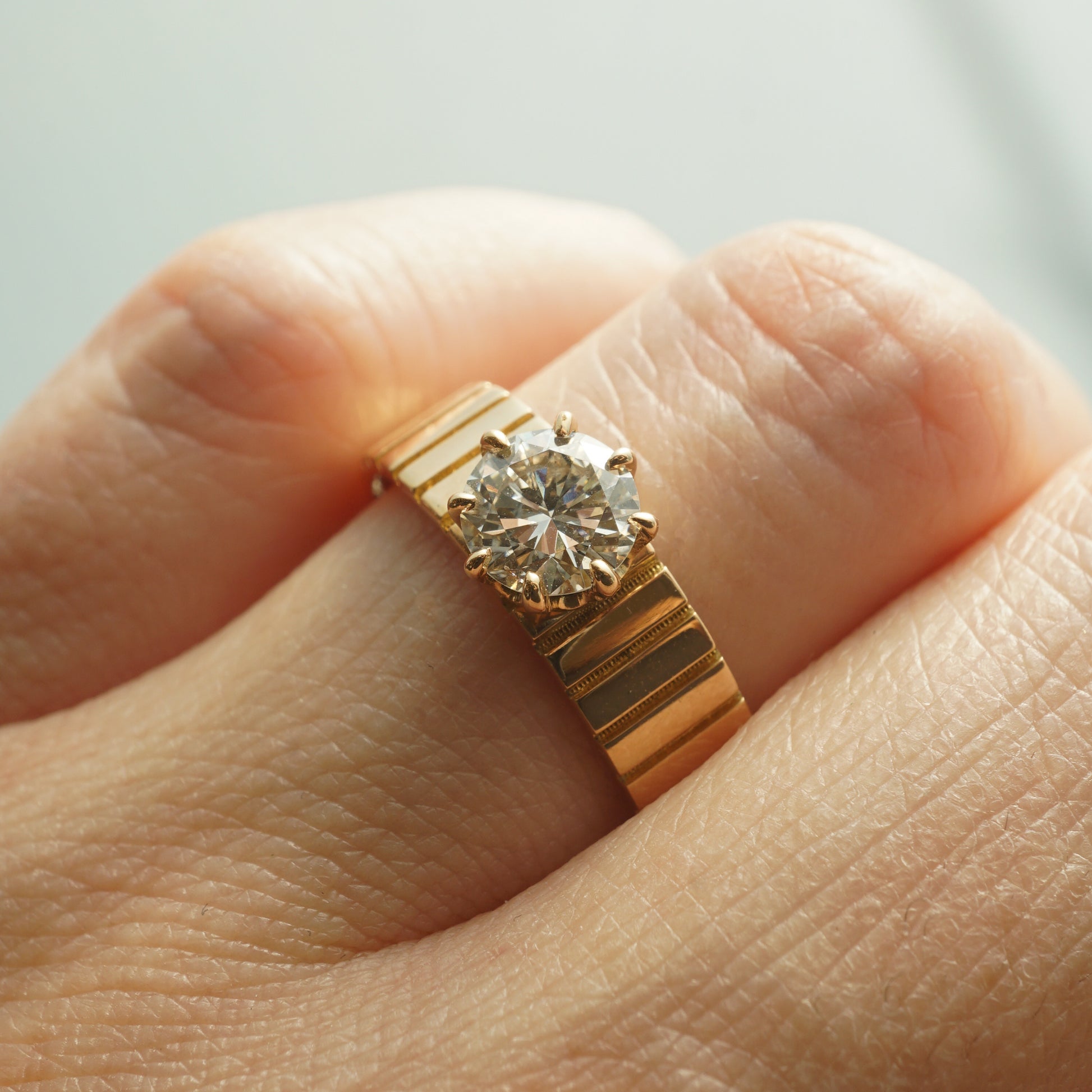 Mid-Century .70 Diamond Engagement Ring in 14k Yellow Gold