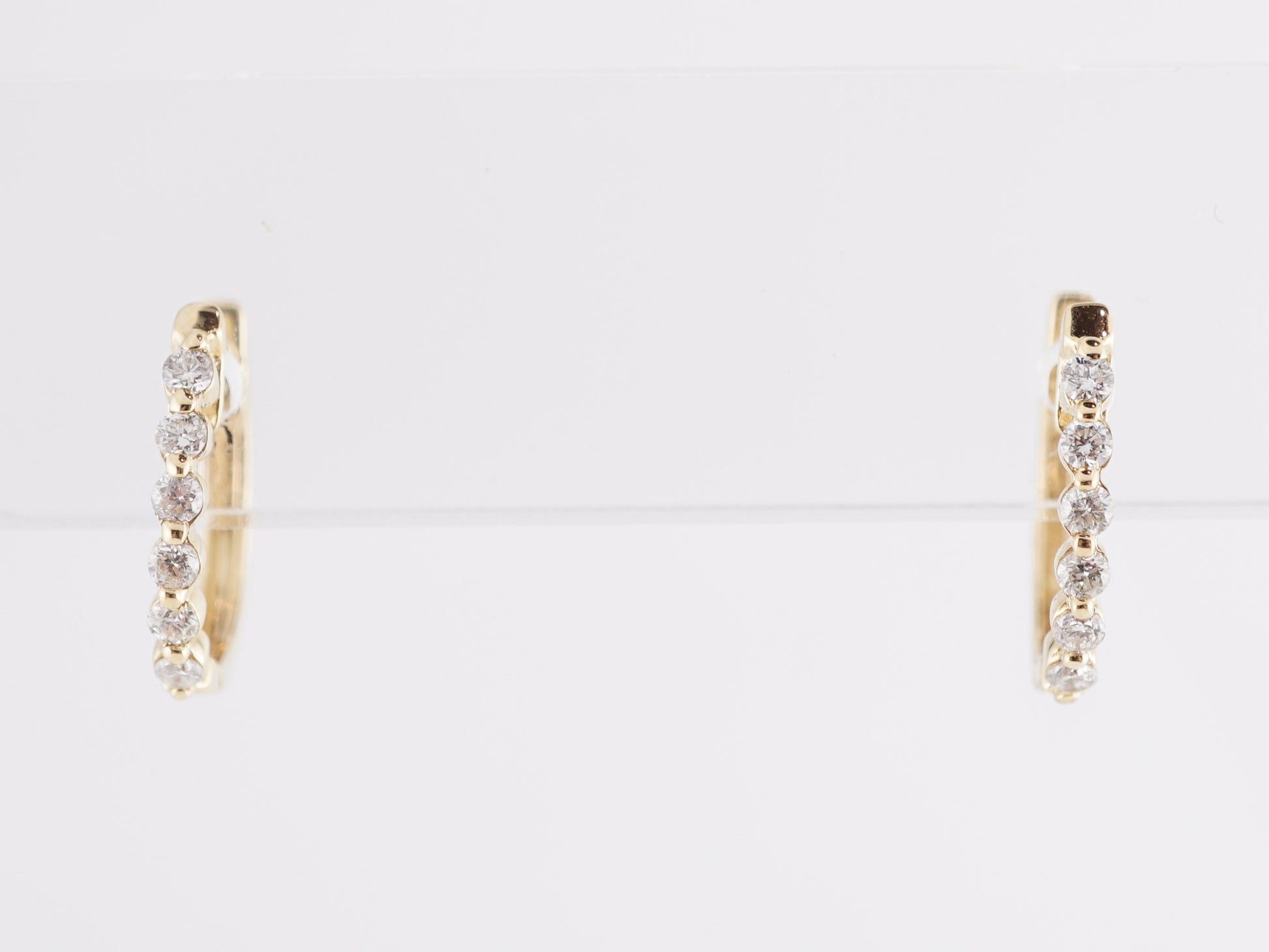 .29 Huggie Hoop Earrings w/ Diamonds in 14k Yellow Gold