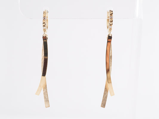 Textured Diamond Drop Earrings in 14k Yellow Gold