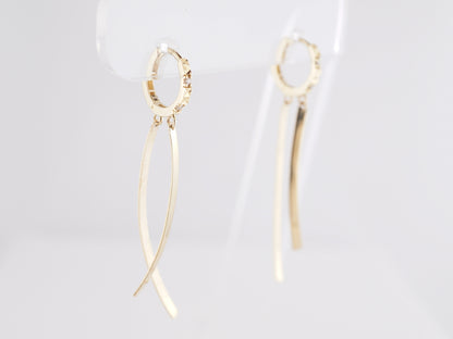 Textured Diamond Drop Earrings in 14k Yellow Gold